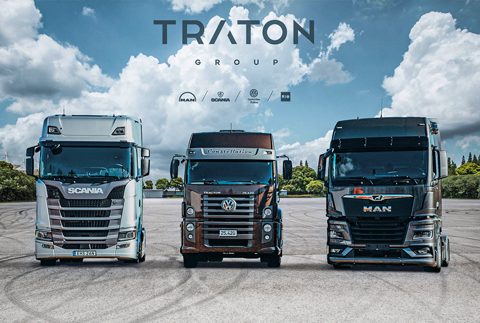 TRATON GROUP three trucks on asphalt (photo)